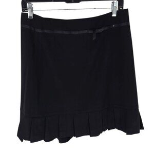 Thalian womens size 8 black pleated hem skirt bow detail back zip